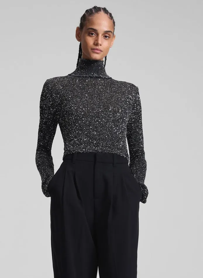 Women Tops ALC Kendall Sequin Embellished Top Blacksilver