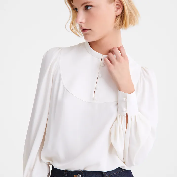 Women Tops and Blouses Longchamp Blouse Ecru Women Tops and Blouses Longchamp Blouse Ecru