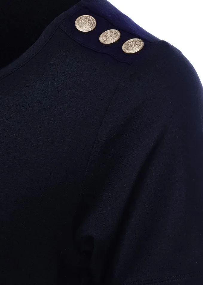 Women Tops Holland Cooper Long Sleeve VNeck Tee Ink Navy