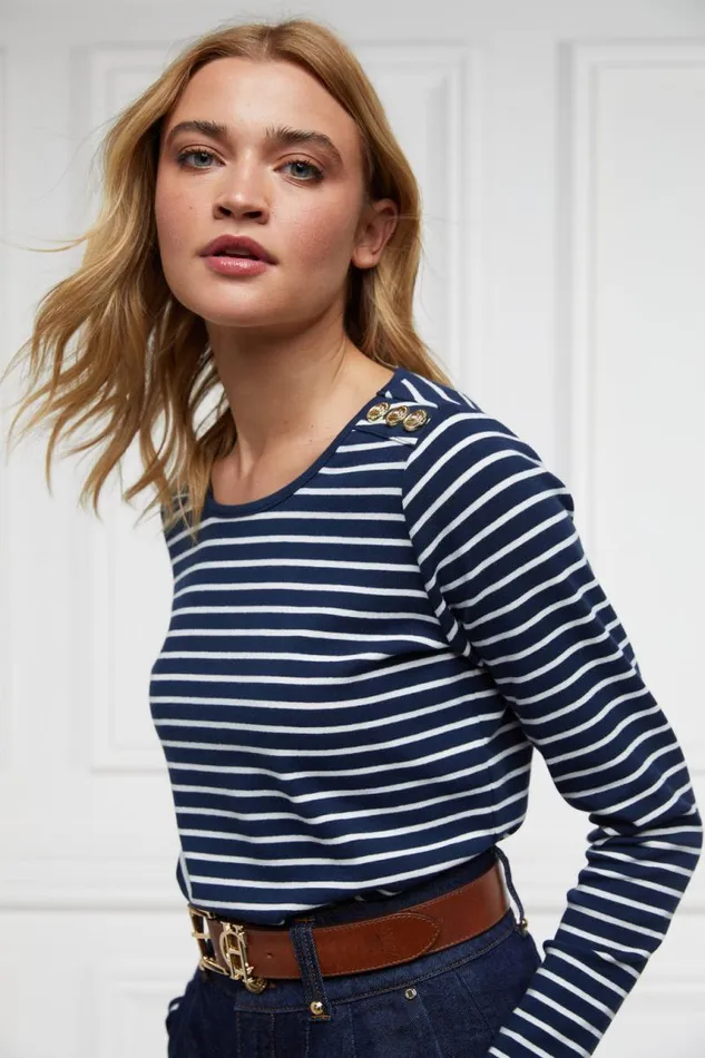 Women Tops Holland Cooper Padstow Long Sleeve Crew Neck Tee Ink Navy Natural Stripe Women Tops Holland Cooper Padstow Long Sleeve Crew Neck Tee Ink Navy Natural Stripe