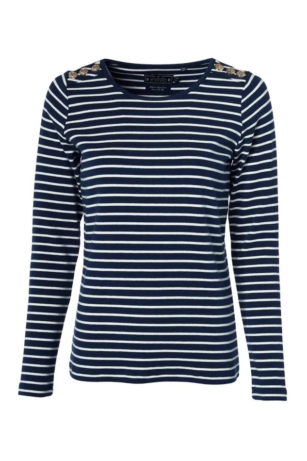 Women Tops Holland Cooper Padstow Long Sleeve Crew Neck Tee Ink Navy Natural Stripe Women Tops Holland Cooper Padstow Long Sleeve Crew Neck Tee Ink Navy Natural Stripe