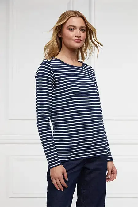 Women Tops Holland Cooper Padstow Long Sleeve Crew Neck Tee Ink Navy Natural Stripe Women Tops Holland Cooper Padstow Long Sleeve Crew Neck Tee Ink Navy Natural Stripe