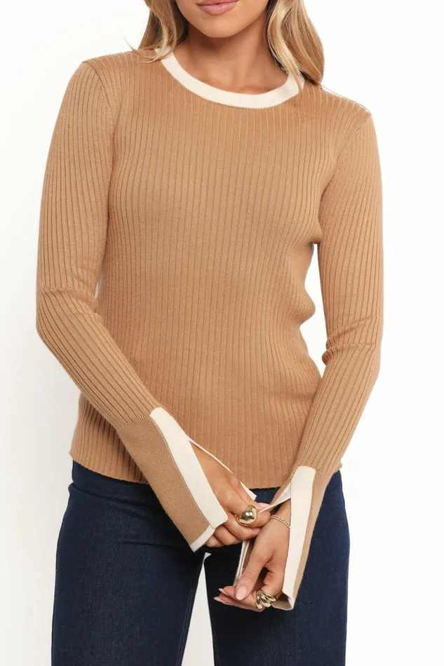 Women Tops Petal and Pup Lizbeth Knit Top Tan White