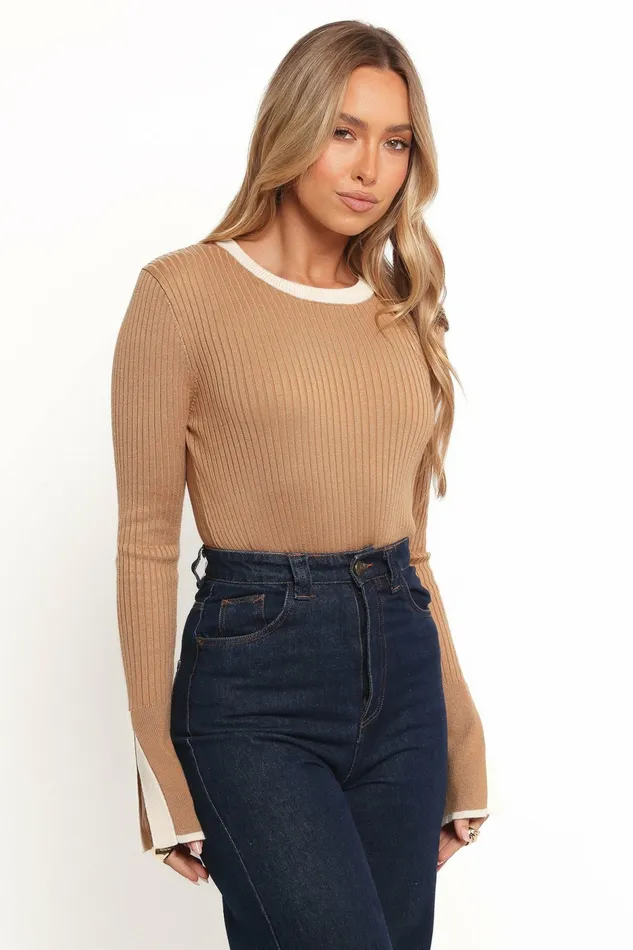 Women Tops Petal and Pup Lizbeth Knit Top Tan White