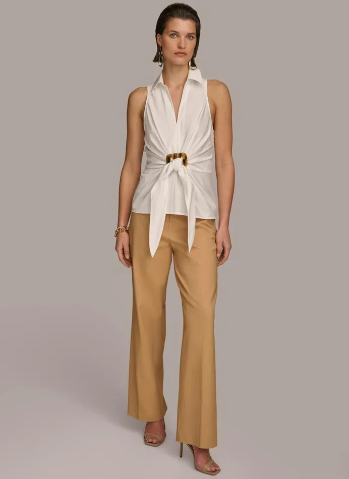 Women TORTOISE HARDWARE KNOT TOP Cream Donna Karan New York Sweaters And Tops Women TORTOISE HARDWARE KNOT TOP Cream Donna Karan New York Sweaters And Tops