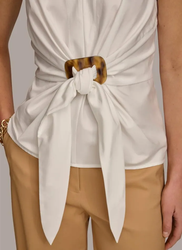 Women TORTOISE HARDWARE KNOT TOP Cream Donna Karan New York Sweaters And Tops Women TORTOISE HARDWARE KNOT TOP Cream Donna Karan New York Sweaters And Tops