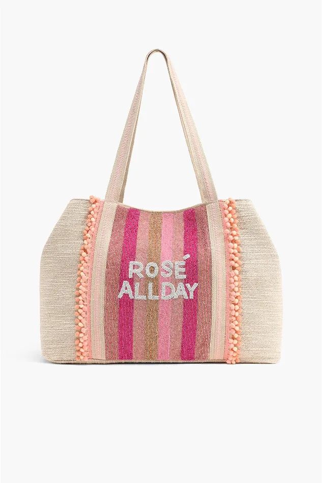 Women Travel and Beach Bags America and Beyond Rose All Day Pink Large Tote