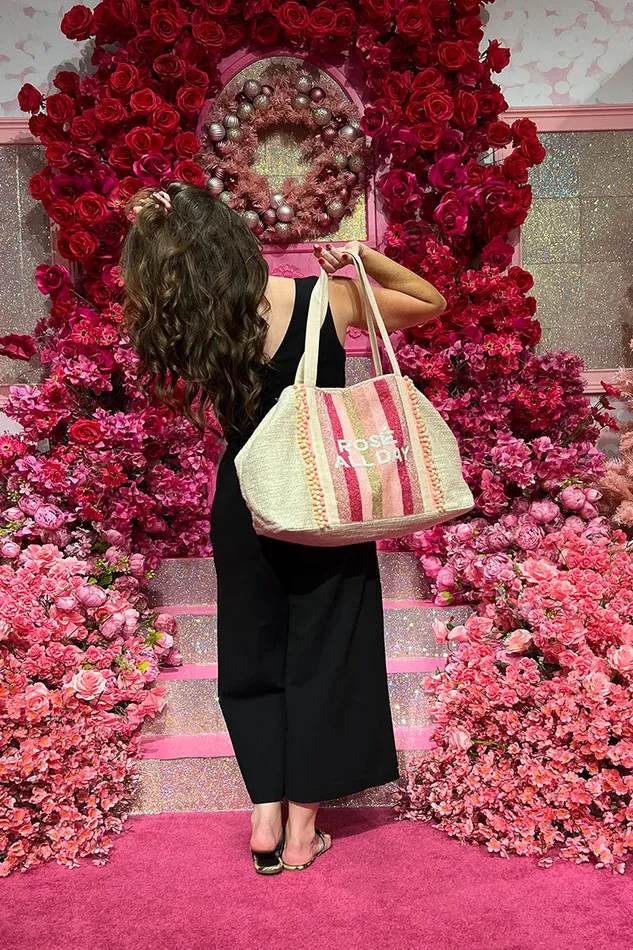 Women Travel and Beach Bags America and Beyond Rose All Day Pink Large Tote