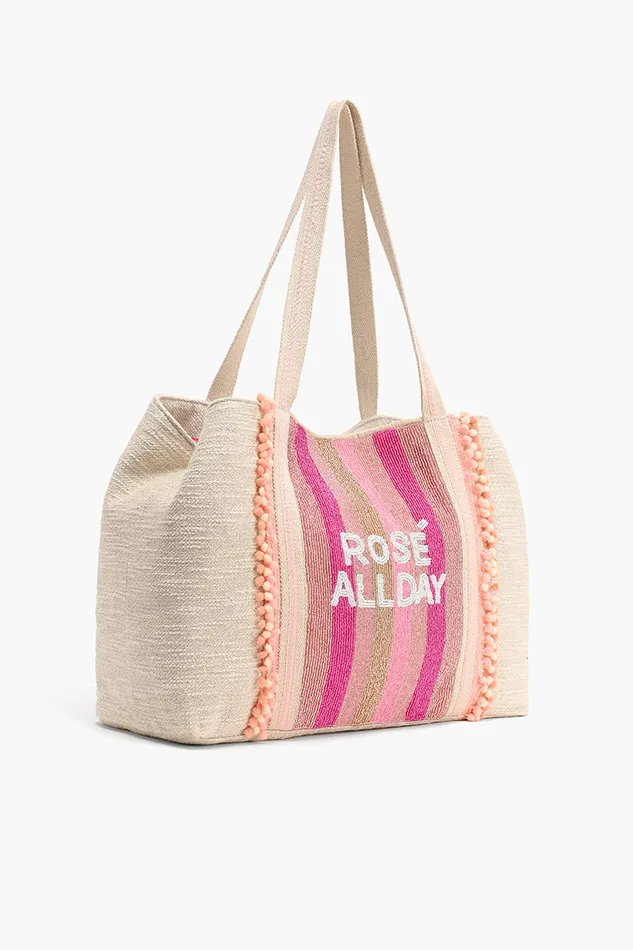 Women Travel and Beach Bags America and Beyond Rose All Day Pink Large Tote