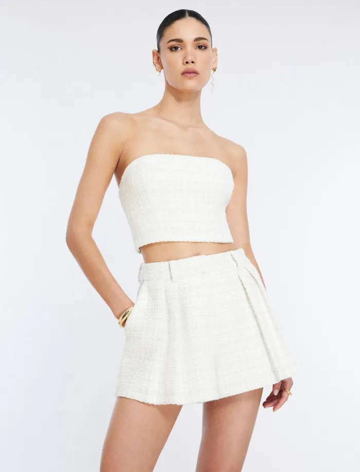 Women Tweed Crop Top Gardenia BCBG Suiting