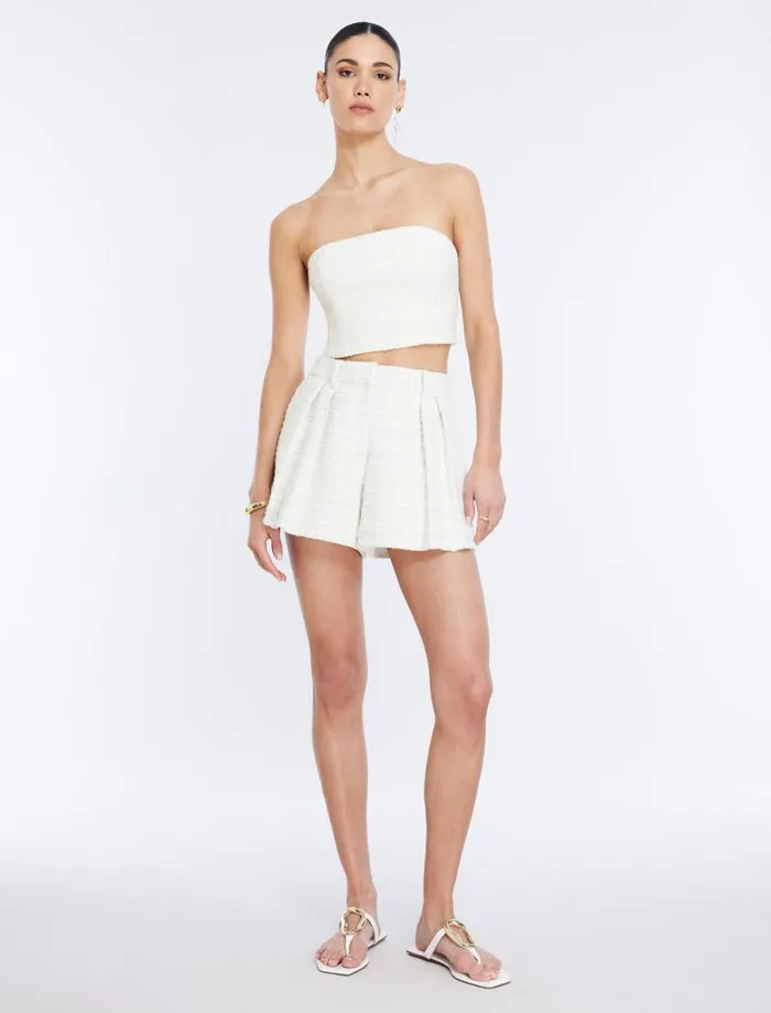 Women Tweed Crop Top Gardenia BCBG Suiting Women Tweed Crop Top Gardenia BCBG Suiting
