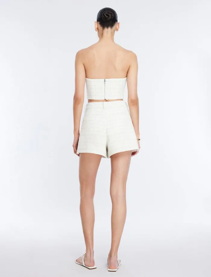 Women Tweed Crop Top Gardenia BCBG Suiting Women Tweed Crop Top Gardenia BCBG Suiting