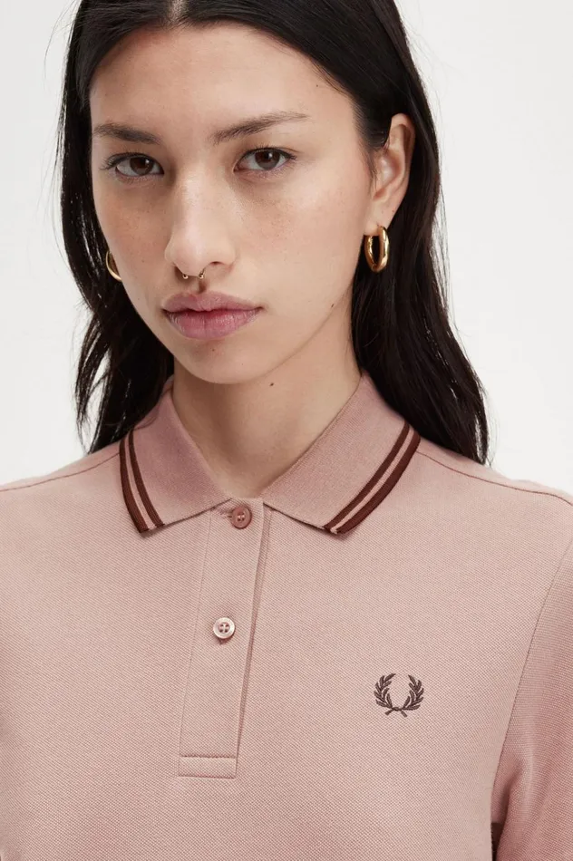 Women Twin Tipped Shirt Dress Dark Pinkwhisky Brown Fred Perry Dresses