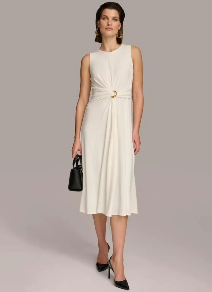 Women TWIST KNOT DETAIL DRESS Cream Donna Karan New York Dresses And Jumpsuits Women TWIST KNOT DETAIL DRESS Cream Donna Karan New York Dresses And Jumpsuits