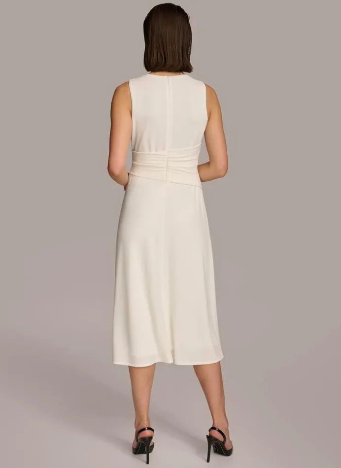 Women TWIST KNOT DETAIL DRESS Cream Donna Karan New York Dresses And Jumpsuits
