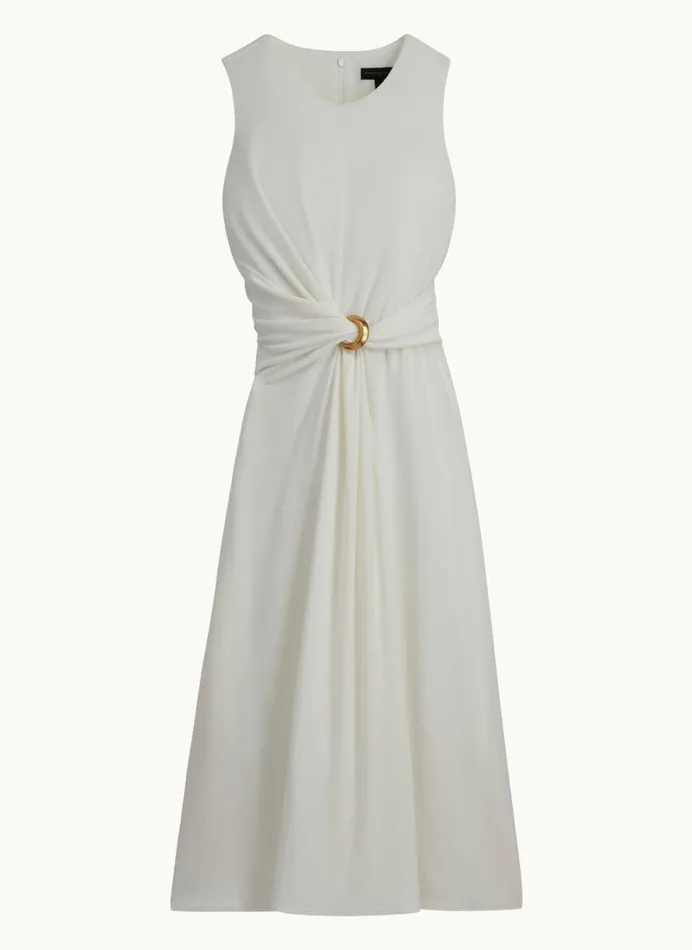 Women TWIST KNOT DETAIL DRESS Cream Donna Karan New York Dresses And Jumpsuits