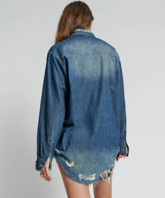 Women USED BLUE CLASSIC EVERYDAY DENIM SHIRT One Teaspoon Denim Tops Women USED BLUE CLASSIC EVERYDAY DENIM SHIRT One Teaspoon Denim Tops