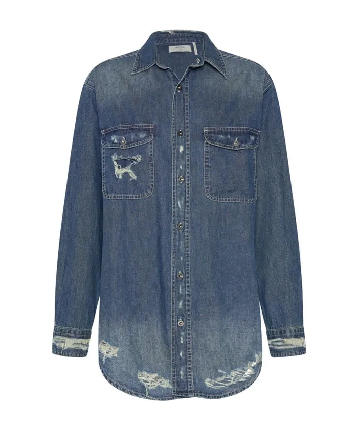 Women USED BLUE CLASSIC EVERYDAY DENIM SHIRT One Teaspoon Denim Tops Women USED BLUE CLASSIC EVERYDAY DENIM SHIRT One Teaspoon Denim Tops