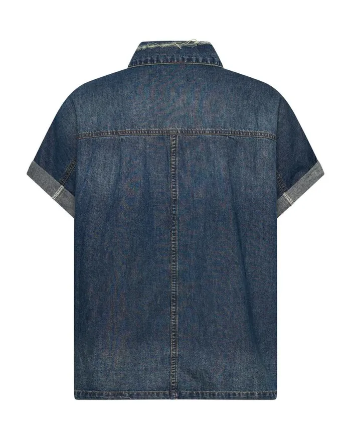 Women USED BLUE CUT OFF DENIM SHIRT One Teaspoon Denim Tops Women USED BLUE CUT OFF DENIM SHIRT One Teaspoon Denim Tops