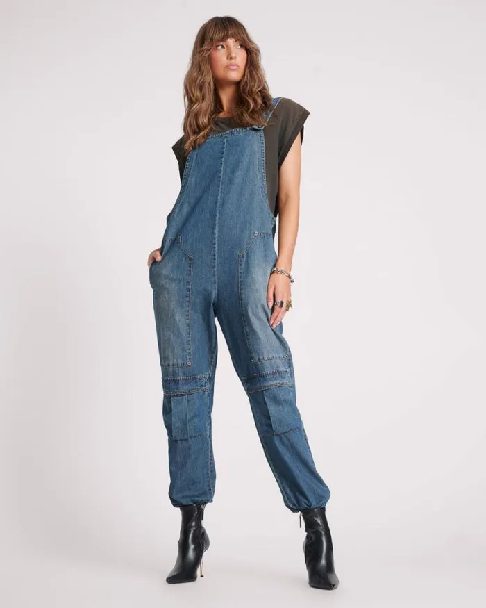 Women USED BLUE HEROES JUMPSUIT One Teaspoon Denim Jumpsuits