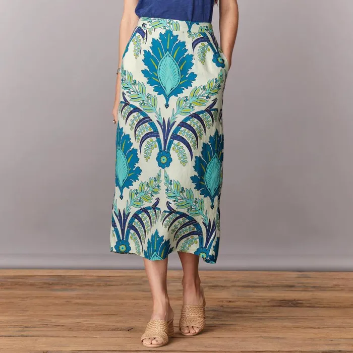 Women Verenia Linen Skirt Turquoise Sundance Catalog Skirts