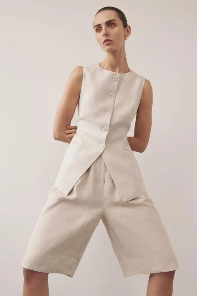 Women Vests DISSH ALESSIA NATURAL LINEN VEST