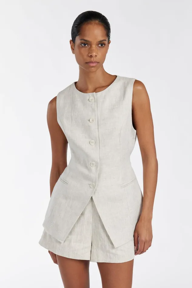 Women Vests DISSH ALESSIA NATURAL LINEN VEST