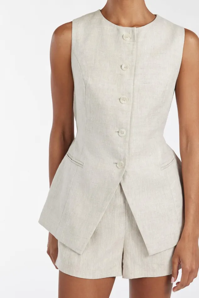 Women Vests DISSH ALESSIA NATURAL LINEN VEST