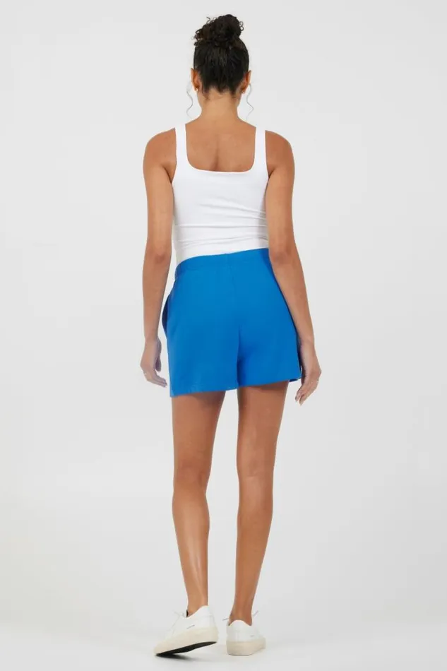 Women Vintage Havana All Bottoms Royal Blue W Pink Puff quotGood Vibesquot Surf Wash Shorts Royal Blue