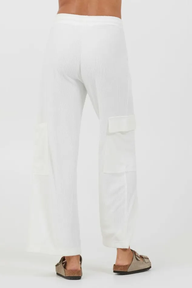 Women Vintage Havana All Bottoms White Cord Terry Cargo Pants White