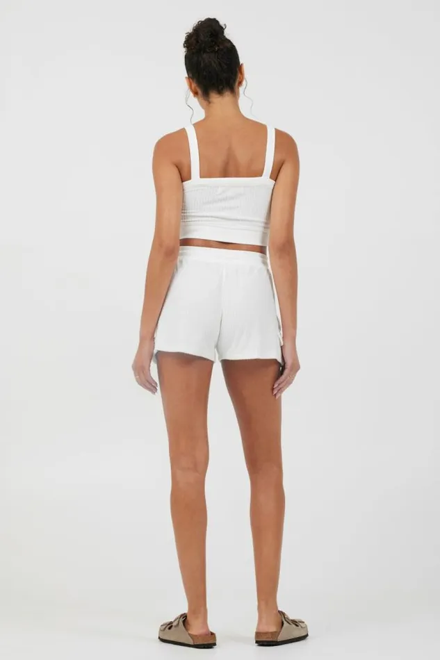 Women Vintage Havana All Bottoms White Cord Terry Shorts White