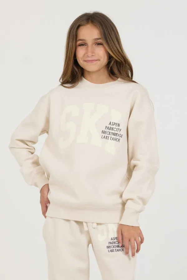 Women Vintage Havana Kids Tops Kids Bone Ski Location Crew Bone