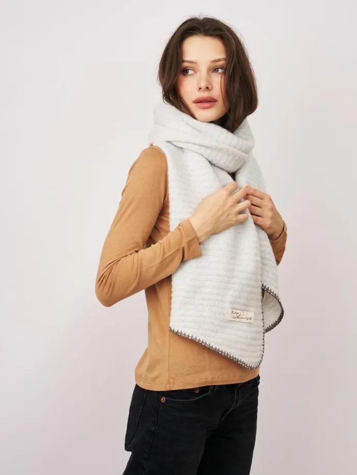 Women Vintage Havana Scarf Ruanas BLANKET STITCH KNIT SCARF 8211 GREYCHARCOAL Greycharcoal