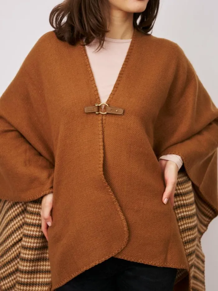 Women Vintage Havana Sweaters WHIPSTITCH RUANA 8211 TANIVORY One Size