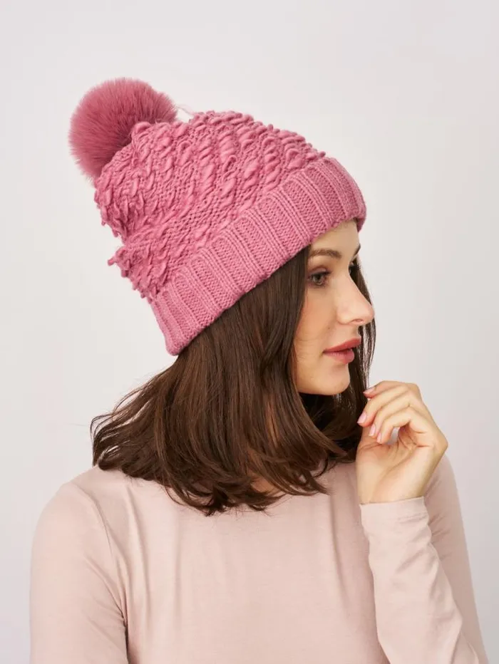 Women Vintage Havana Winter Hats TURN UP POMPOM HAT 8211 BLUSH Blush Women Vintage Havana Winter Hats TURN UP POMPOM HAT 8211 BLUSH Blush