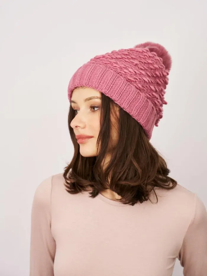 Women Vintage Havana Winter Hats TURN UP POMPOM HAT 8211 BLUSH Blush Women Vintage Havana Winter Hats TURN UP POMPOM HAT 8211 BLUSH Blush
