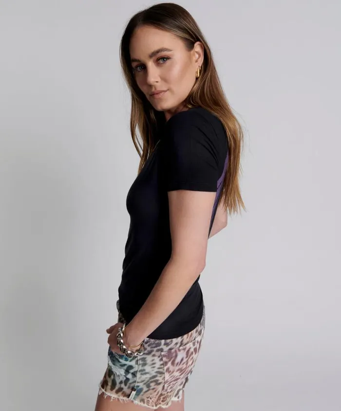 Women WASHED BLACK SMILEY LOGO FITTED TEE One Teaspoon Tees and Tanks Women WASHED BLACK SMILEY LOGO FITTED TEE One Teaspoon Tees and Tanks