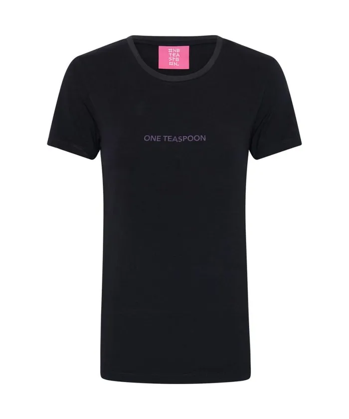 Women WASHED BLACK SMILEY LOGO FITTED TEE One Teaspoon Tees and Tanks Women WASHED BLACK SMILEY LOGO FITTED TEE One Teaspoon Tees and Tanks