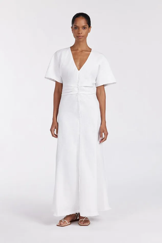 Women White Dresses DISSH ZAHARA WHITE FRINGING MIDI DRESS