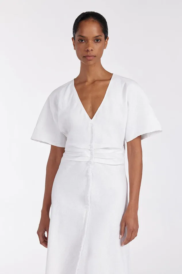 Women White Dresses DISSH ZAHARA WHITE FRINGING MIDI DRESS