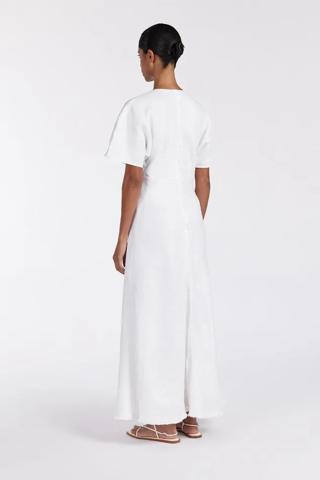 Women White Dresses DISSH ZAHARA WHITE FRINGING MIDI DRESS