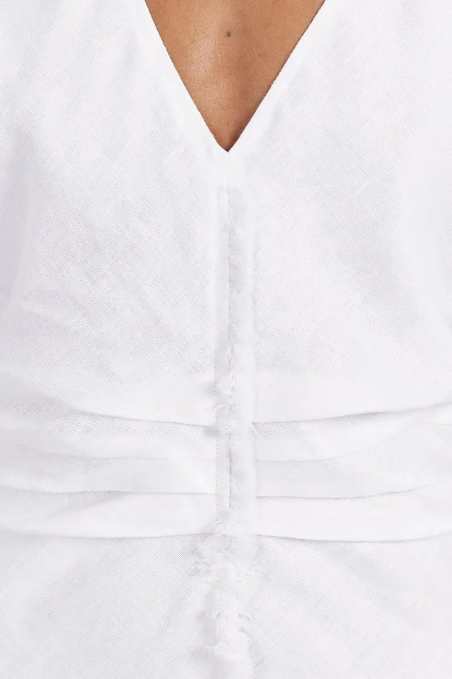 Women White Dresses DISSH ZAHARA WHITE FRINGING MIDI DRESS