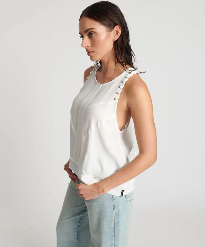 Women WHITE LACED CHARLESTON TOP One Teaspoon Tops