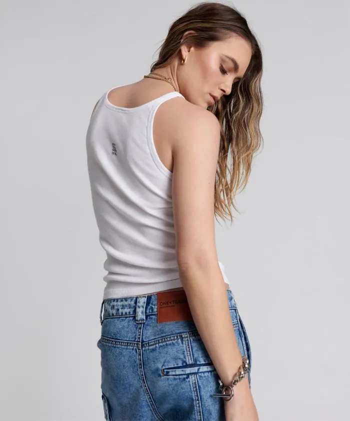 Women WHITE ONE TEASPOON BASIC SINGLET One Teaspoon Tees and Tanks