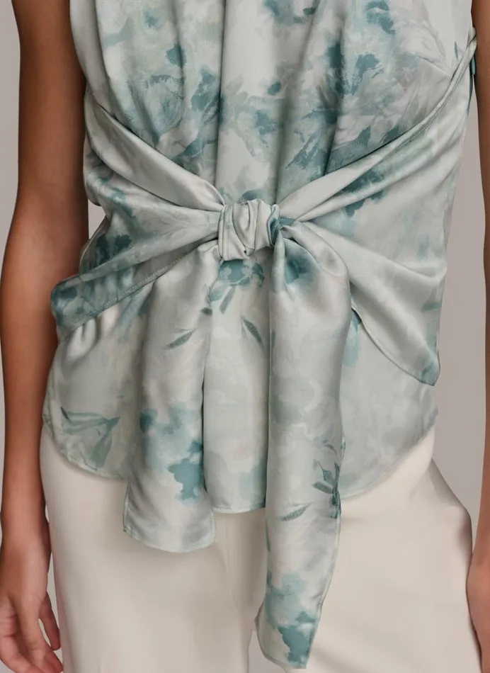 Women WRAP TIE WAIST BLOUSE Frost Combo Donna Karan New York Sweaters And Tops Women WRAP TIE WAIST BLOUSE Frost Combo Donna Karan New York Sweaters And Tops