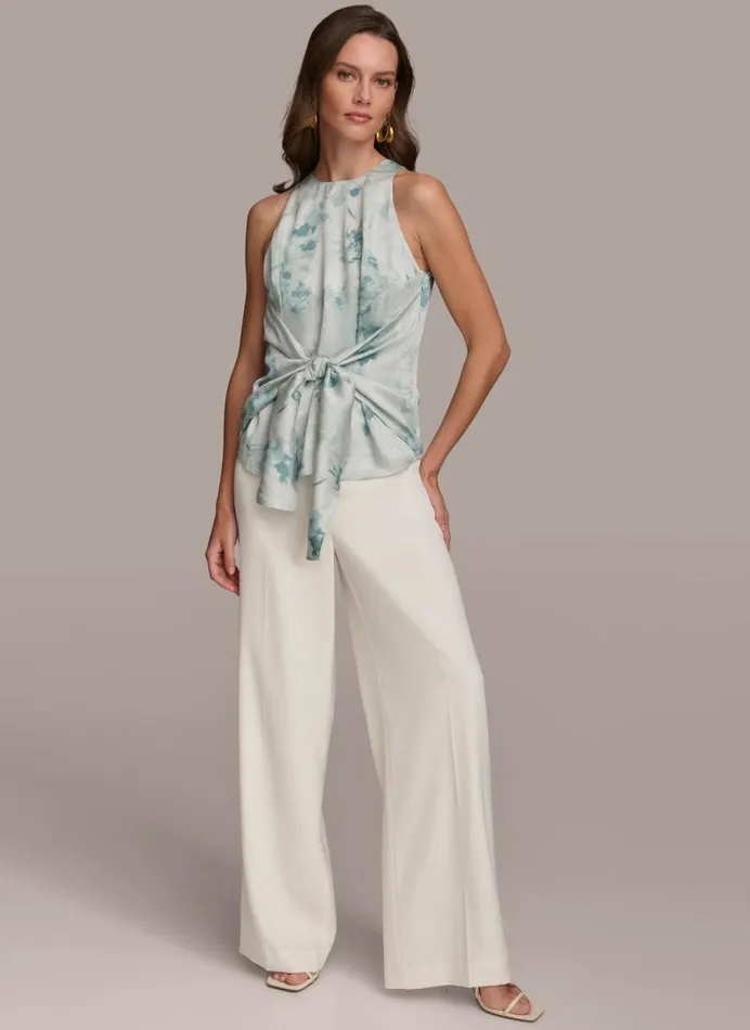 Women WRAP TIE WAIST BLOUSE Frost Combo Donna Karan New York Sweaters And Tops Women WRAP TIE WAIST BLOUSE Frost Combo Donna Karan New York Sweaters And Tops