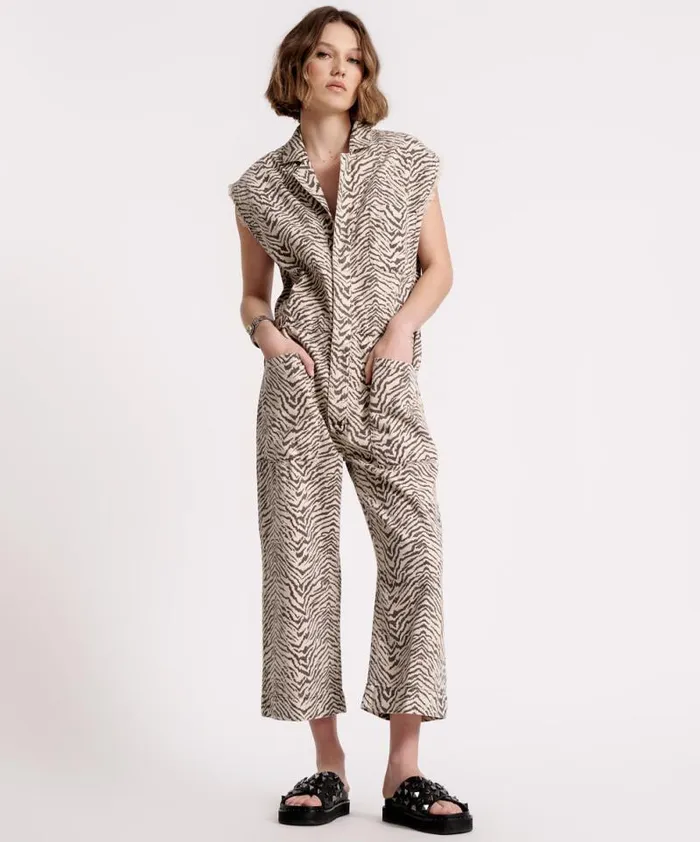 Women ZEBRA SAFARI CAMP OVERALL One Teaspoon Denim Jumpsuits