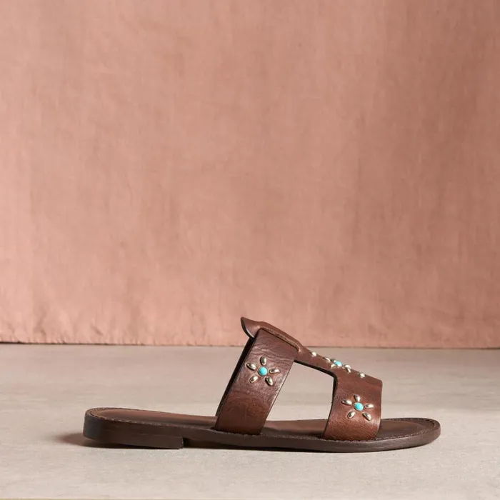 Women Zinnia Studded Slides Cognac Sundance Catalog Sandals