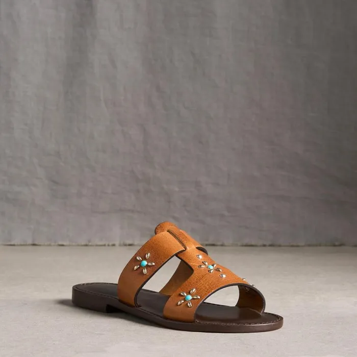 Women Zinnia Studded Slides Cognac Sundance Catalog Sandals