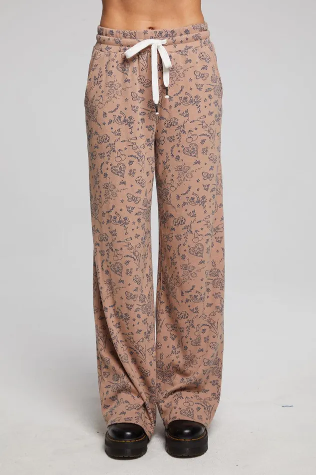 Womens Chaser Brand Bottoms Ditsy Print Joggers